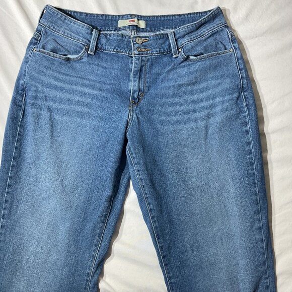 Levis 525 Womens Curvy Bootcut Denim Jeans Size 14 Medium Wash Cotton Blend Clas - Picture 4 of 11